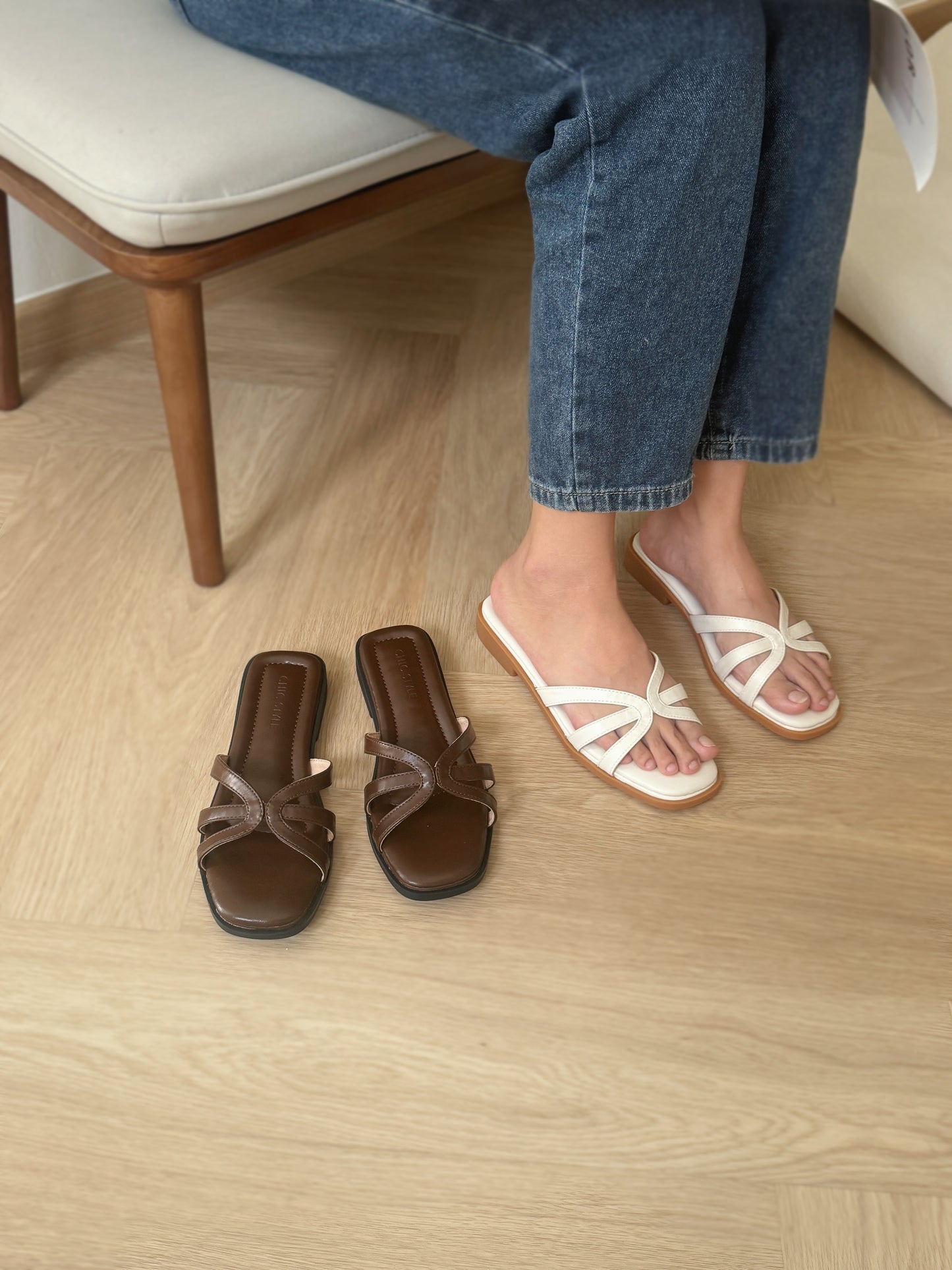 Noelly Strappy Comfy Sandals (Cream)