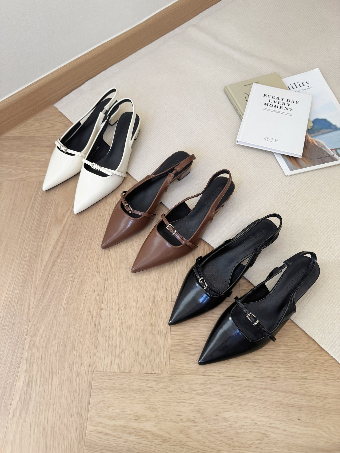 Carmela Pointed Buckled Heels (Black)