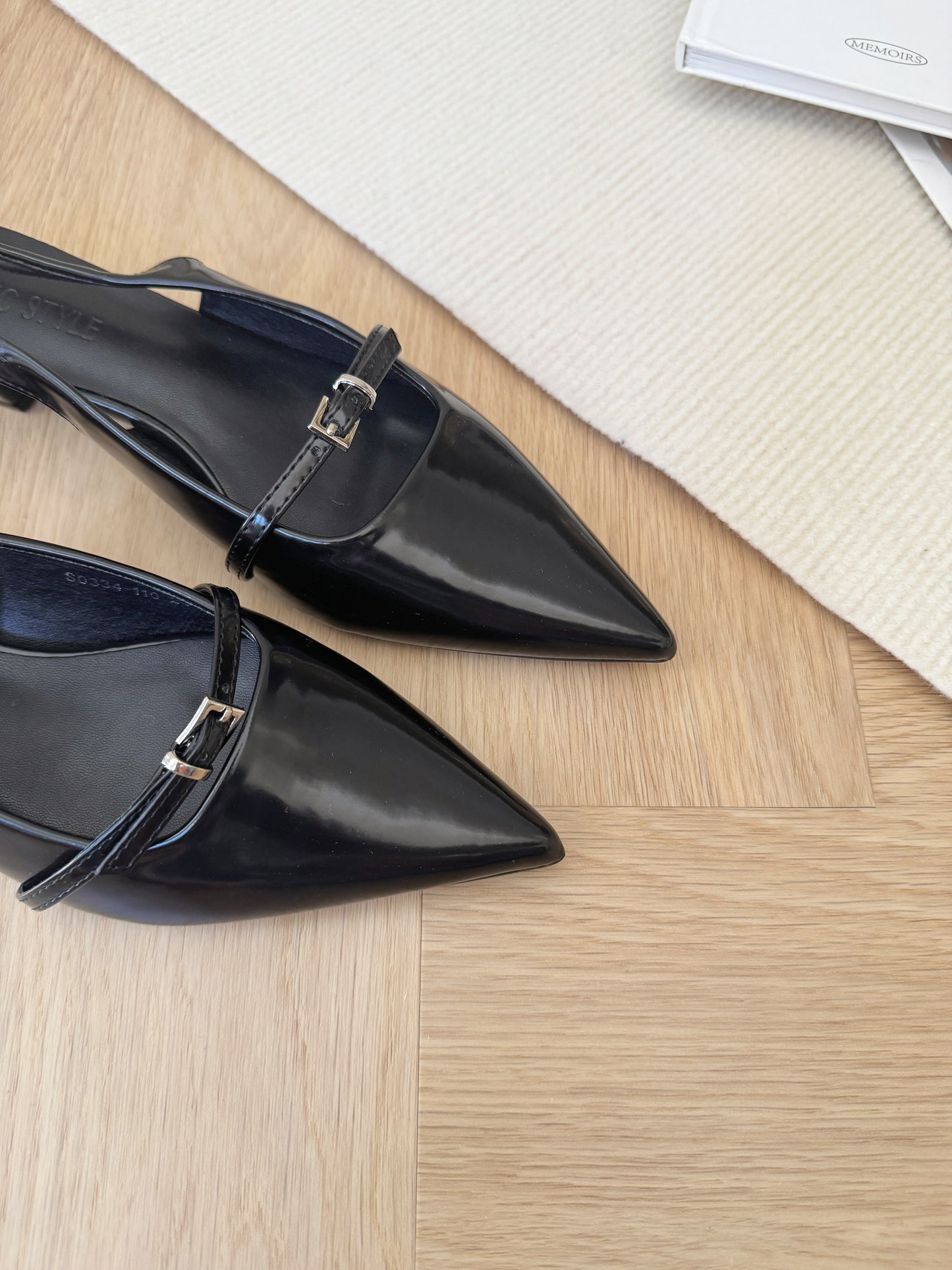 Carmela Pointed Buckled Heels (Black)