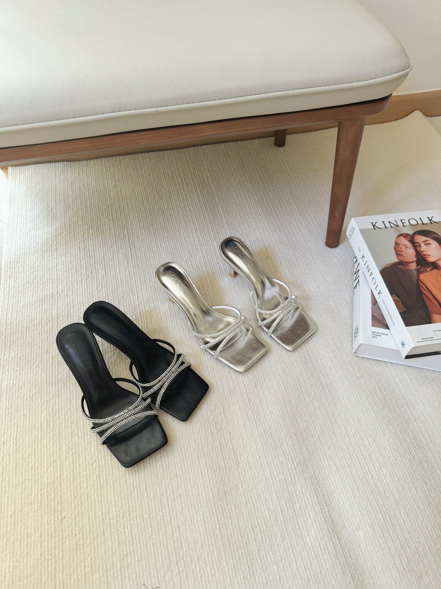 Jermayne Glitter Strappy Heels (Black / 35 40)