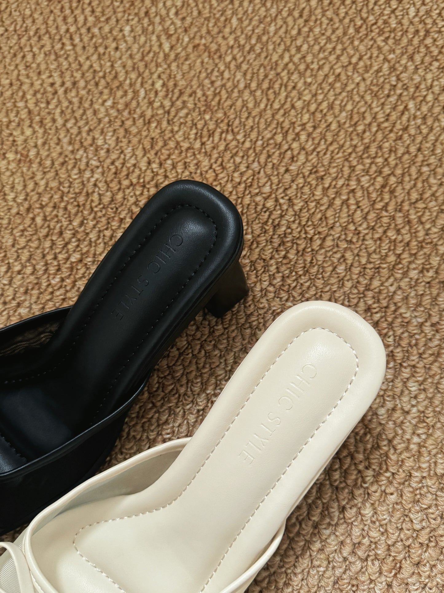 Aubree Bow Mesh Comfy Heels (Cream)