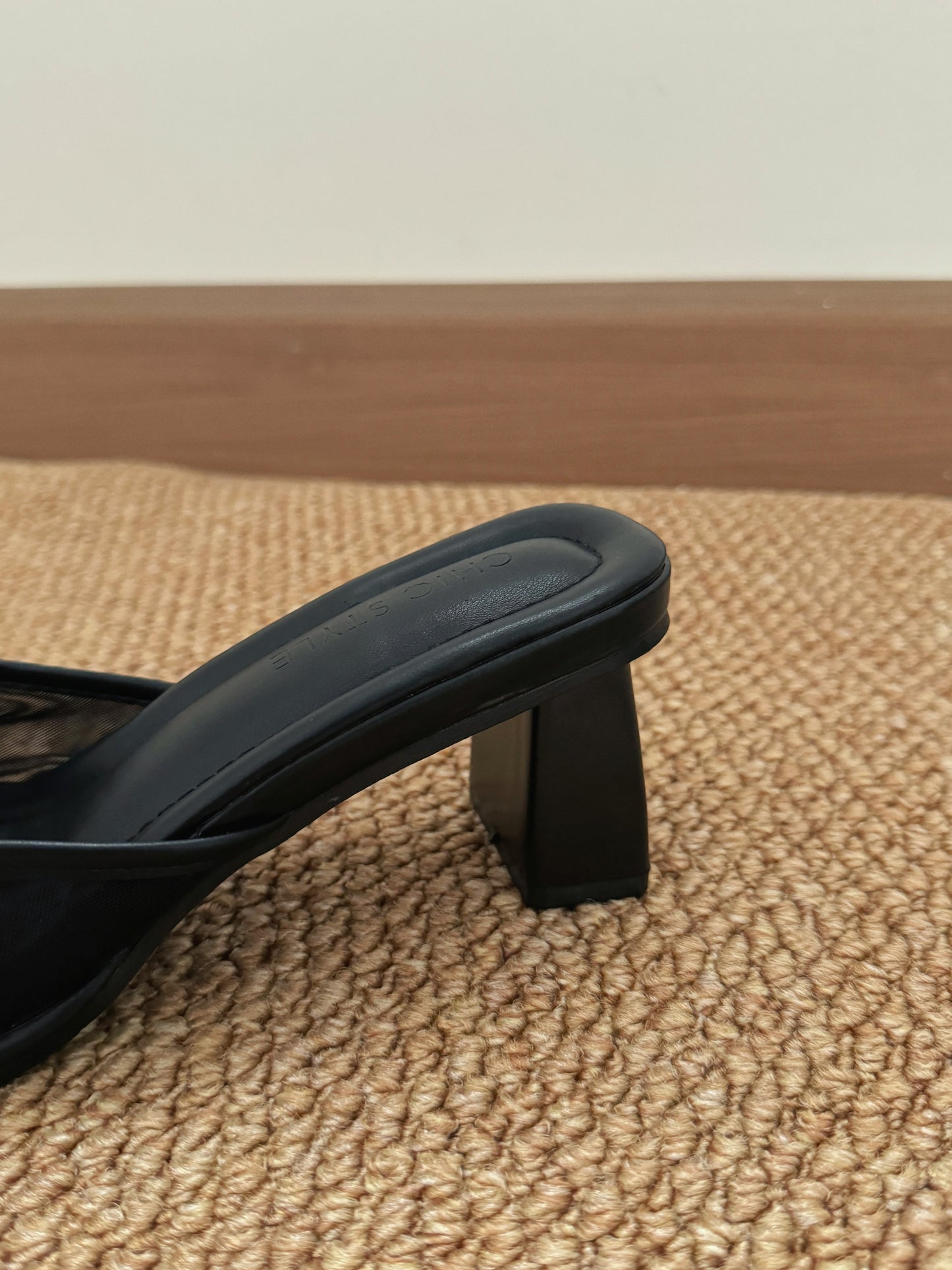 Aubree Bow Mesh Comfy Heels (Black)