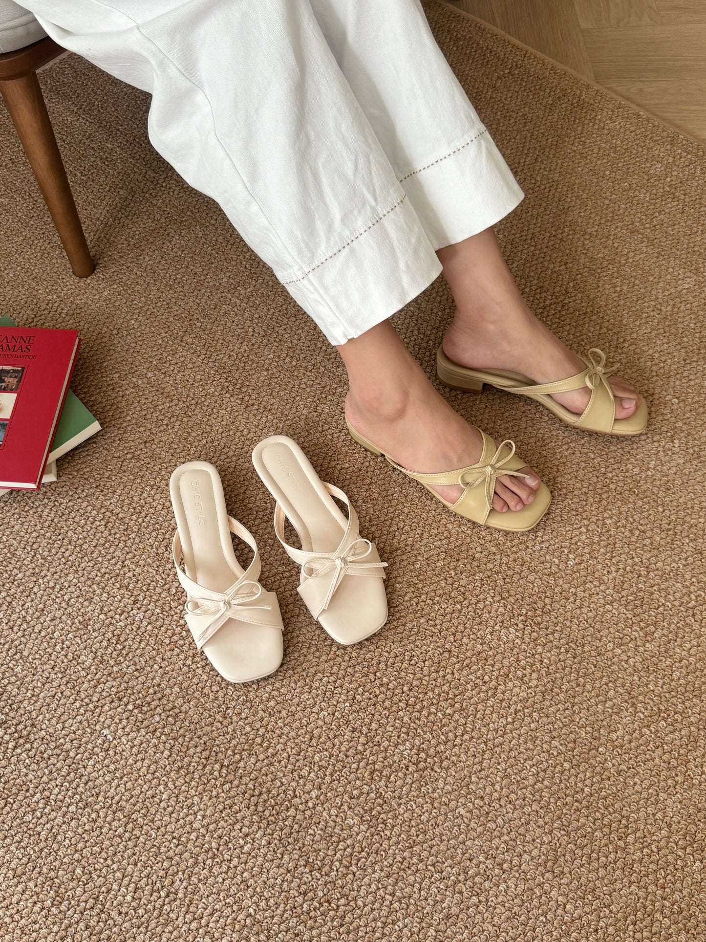 Daniella Cute Bow Comfy Sandals (Olive)