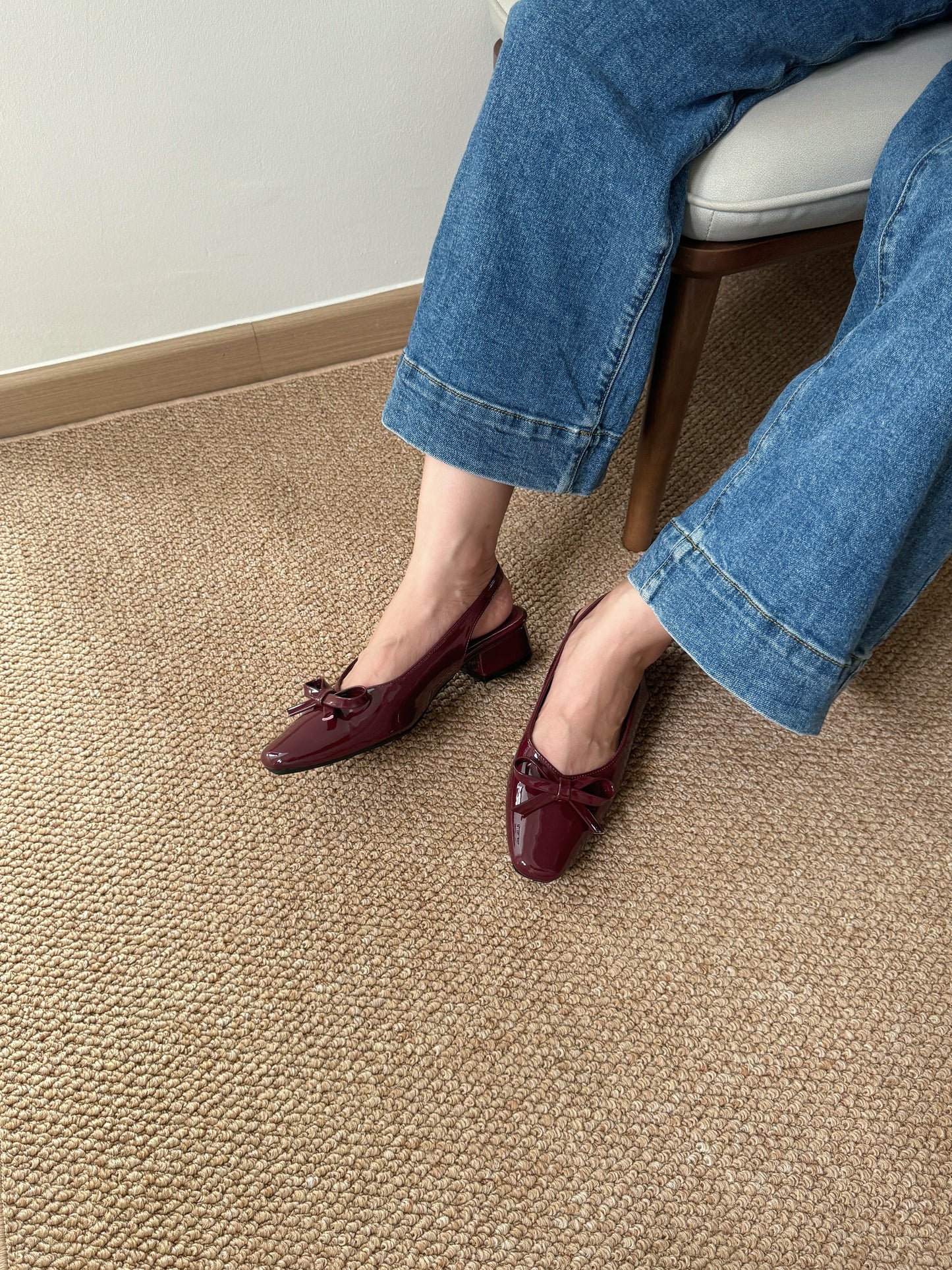 Vianna French Bow Heels (Maroon)