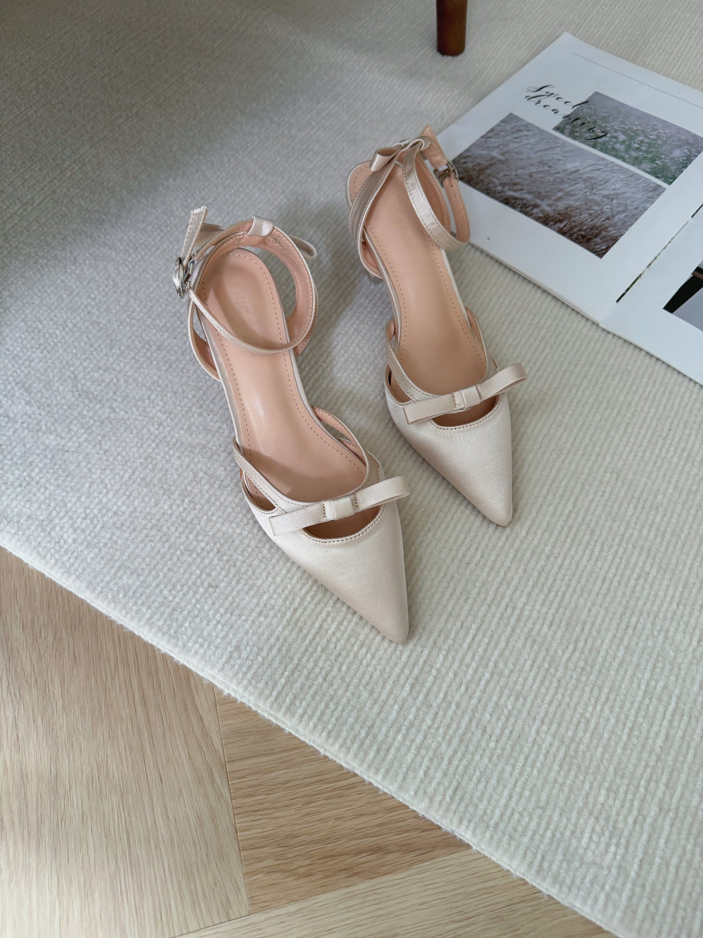 Maira Coquette Pointed Buckle Heels (Champagne / 39 40)