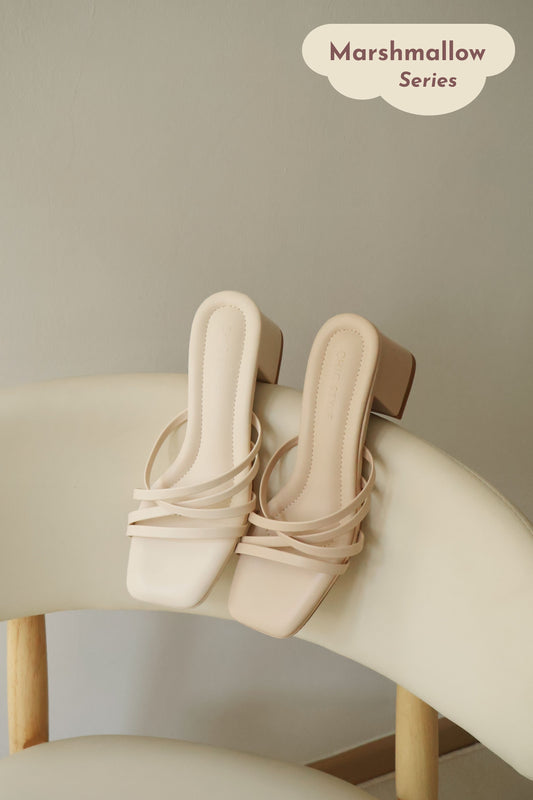 Cassie Strappy Block Heels (CreamWhite)