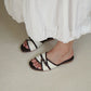 Oliver Contrast Buckle Slide Sandals (Chocolate)