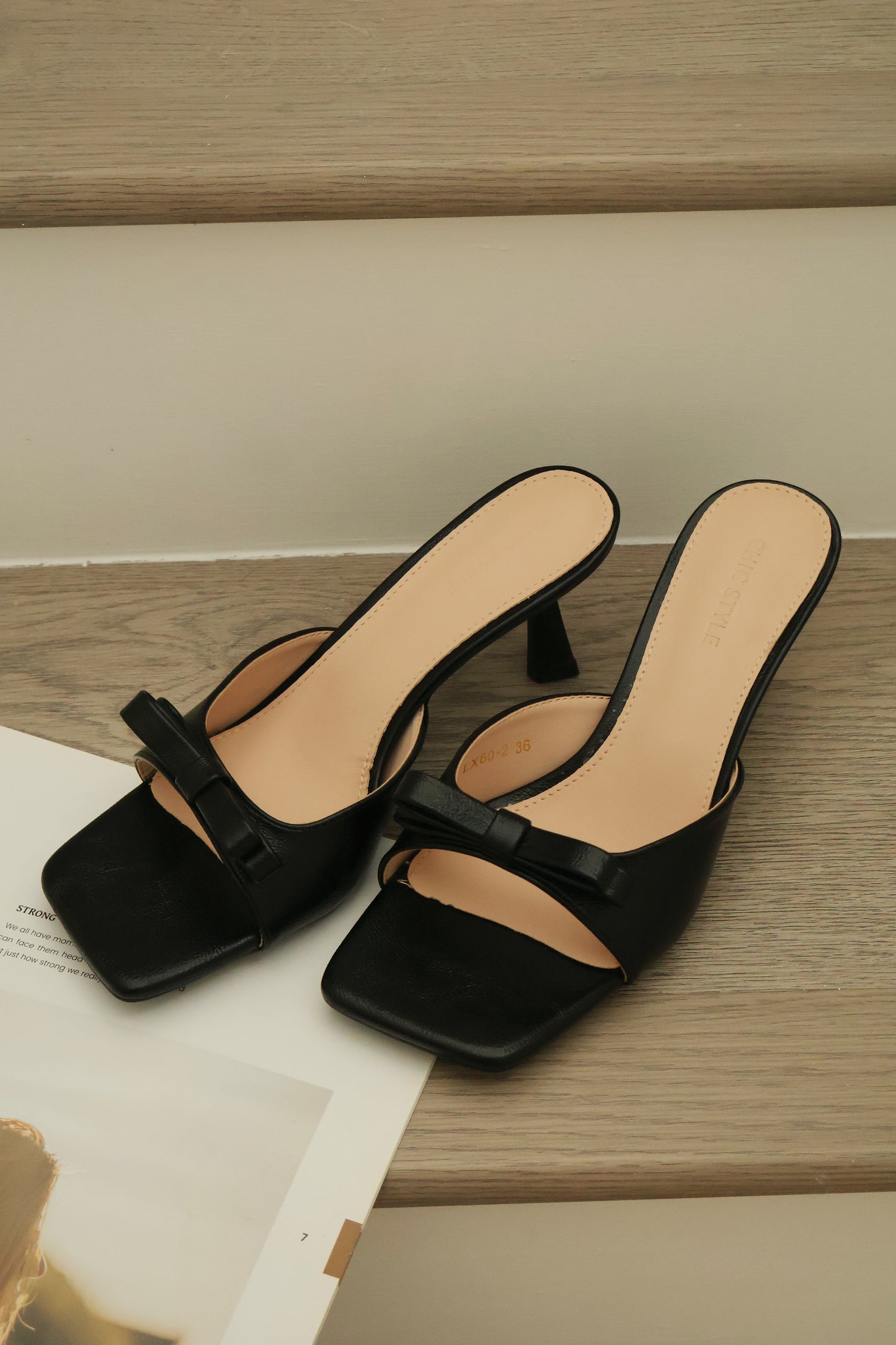 Masha Bow Slip On Heels (Black)