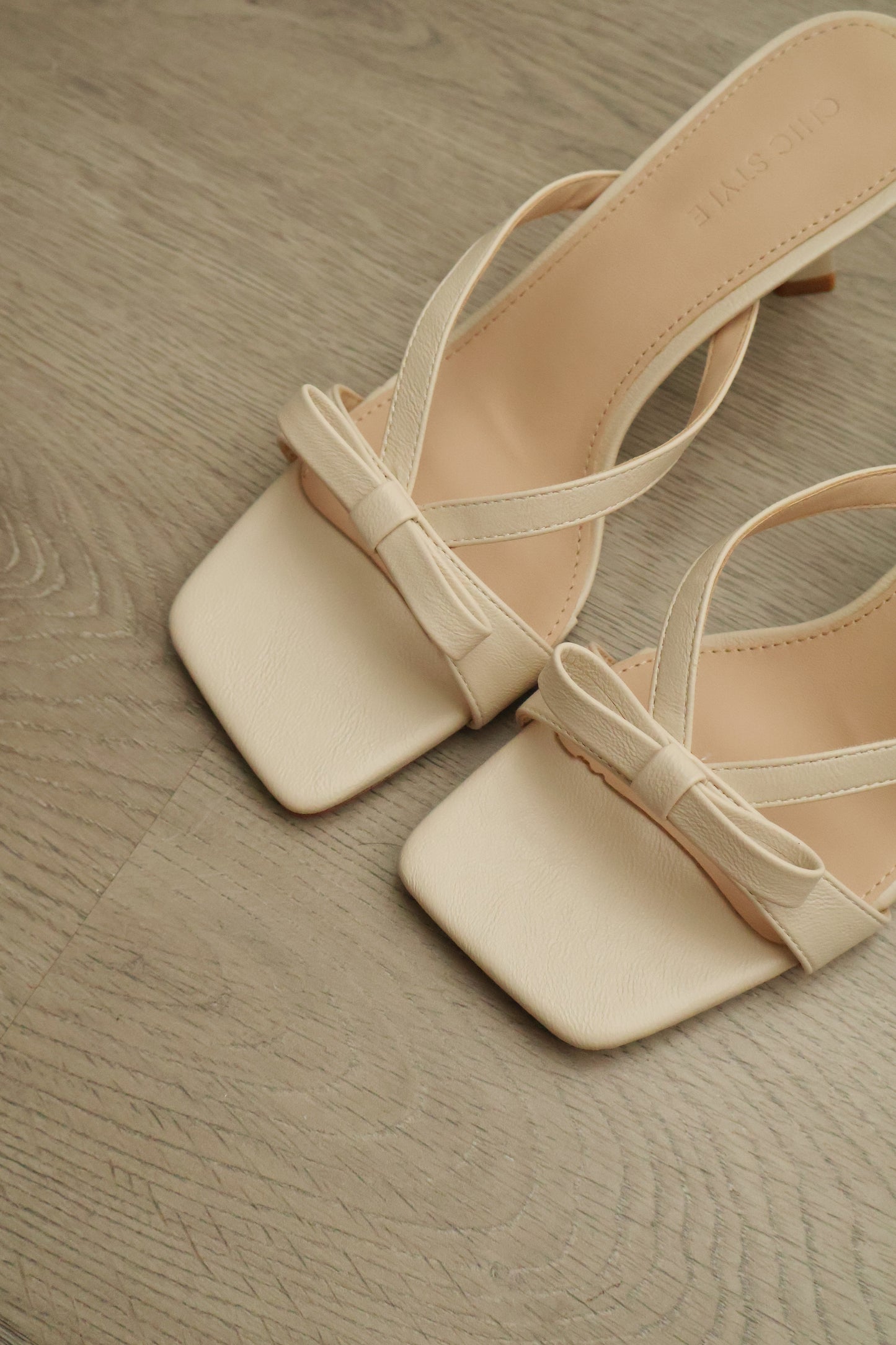 Amerie Bow Strappy Heels (Cream White)