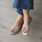 Evette Soft Pleated Sandals (Khaki) (Slim feet only)