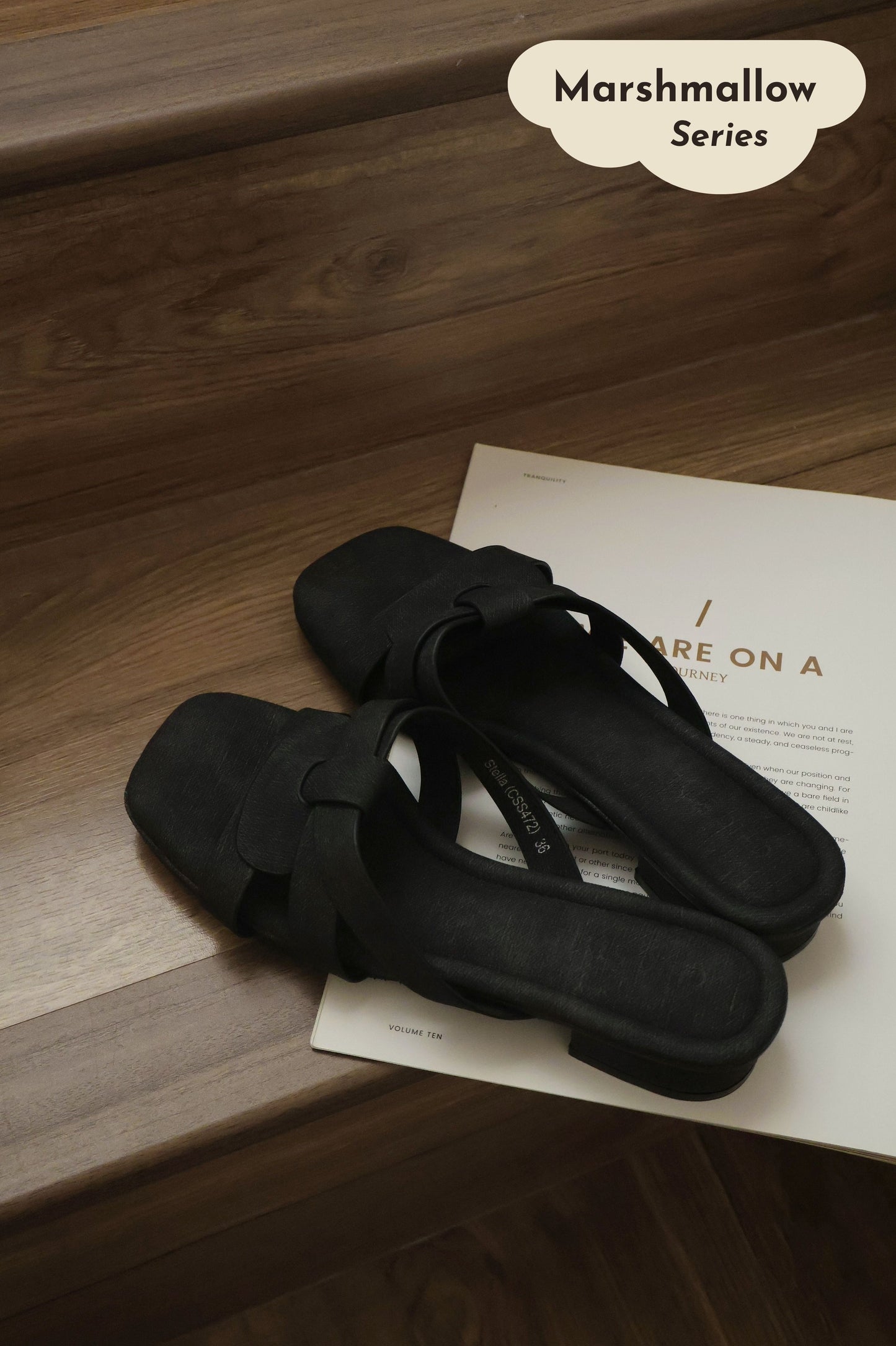 Stella Strappy Low Heels (Charcoal)