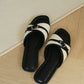 Oliver Contrast Buckle Slide Sandals (Black)