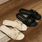 Zaelyn Buckle Wrap Slide Sandals (Black / 35 36 37 38 40)