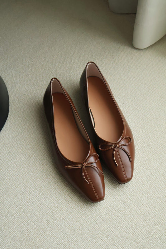 Alisha French Bow Low Flats (Brown)
