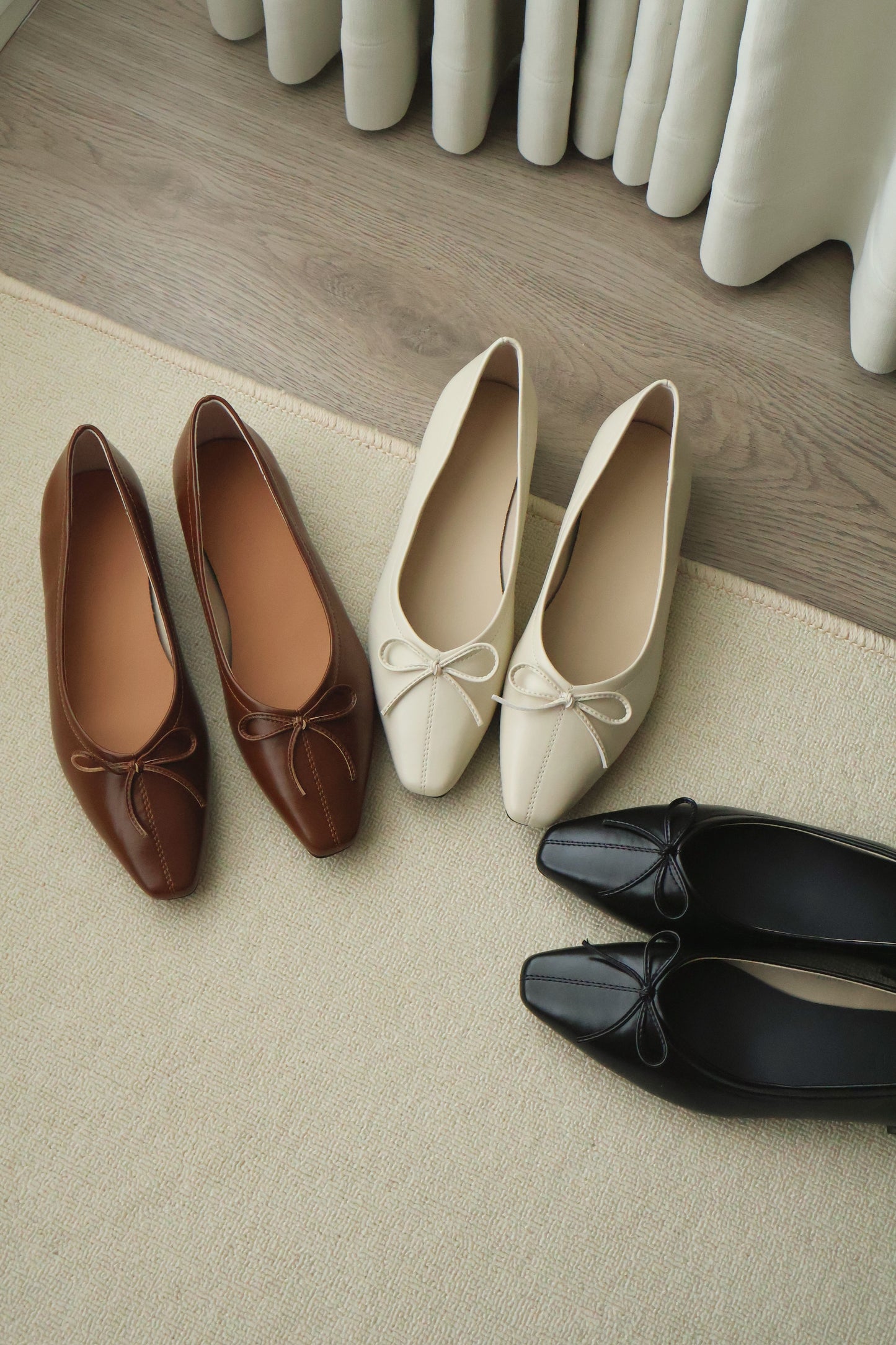 Alisha French Bow Low Flats (Cream White)