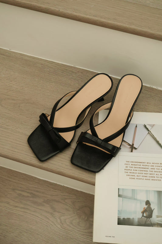 Amerie Bow Strappy Heels (Black)