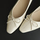 Alisha French Bow Low Flats (Cream White)