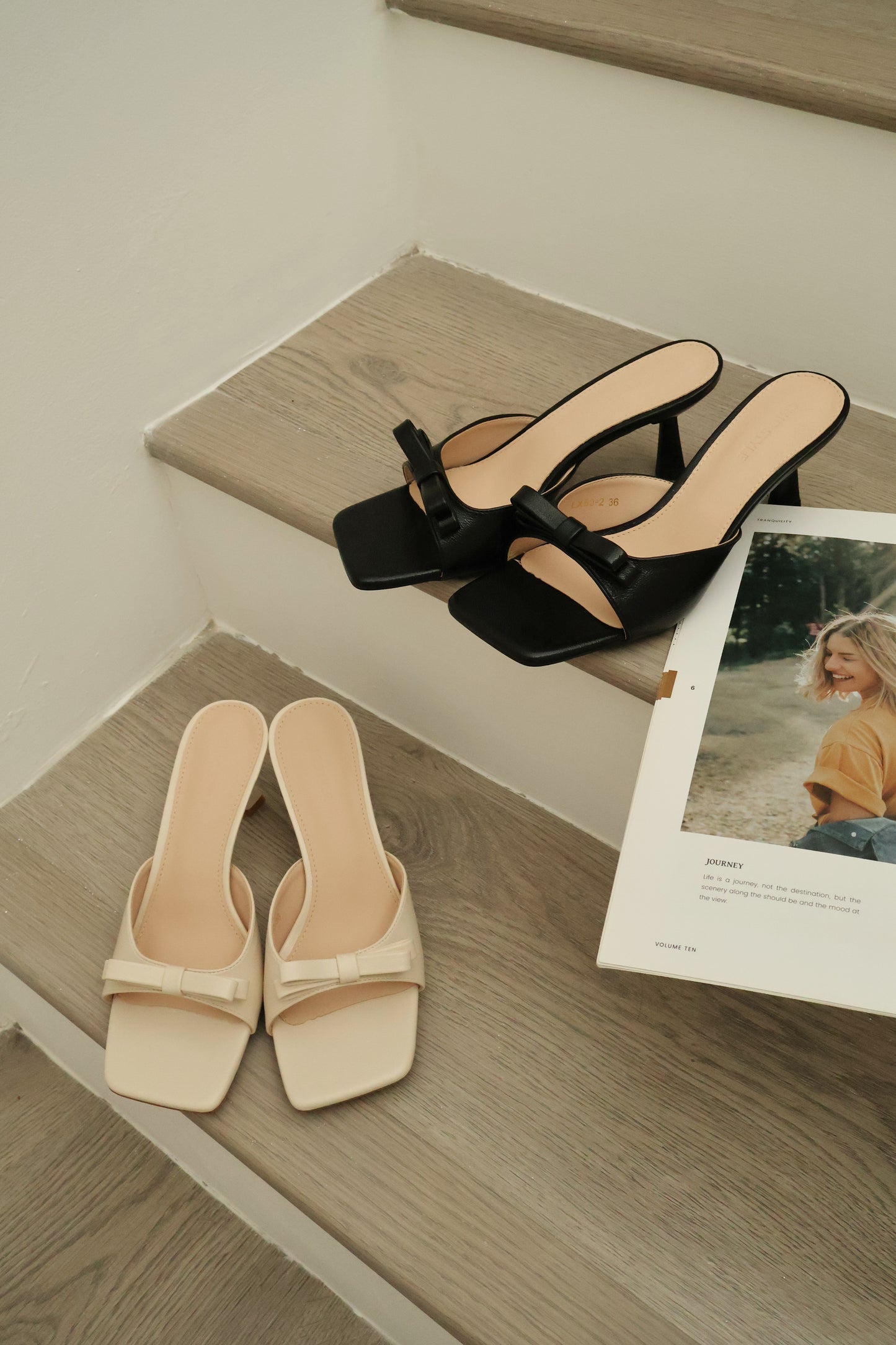 Masha Bow Slip On Heels (Black)