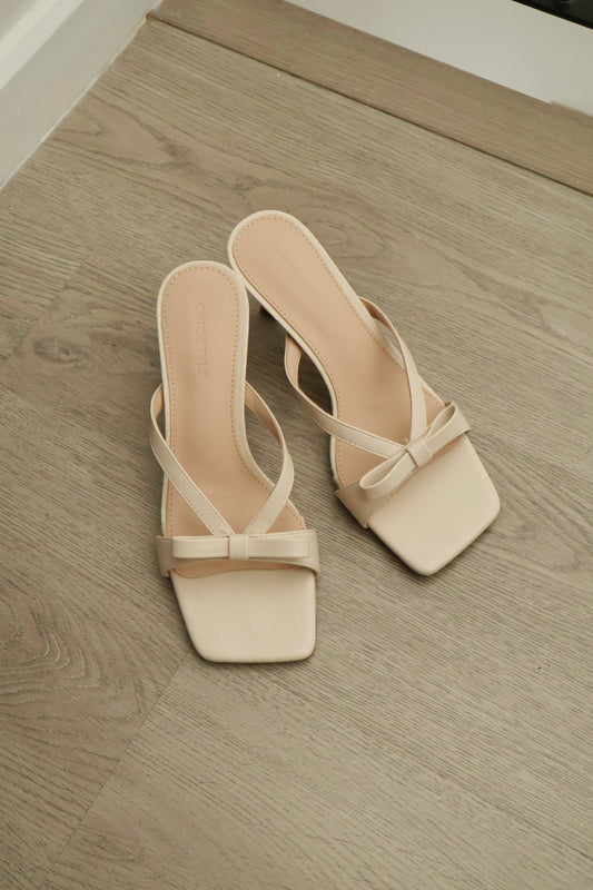 Amerie Bow Strappy Heels (Cream White)
