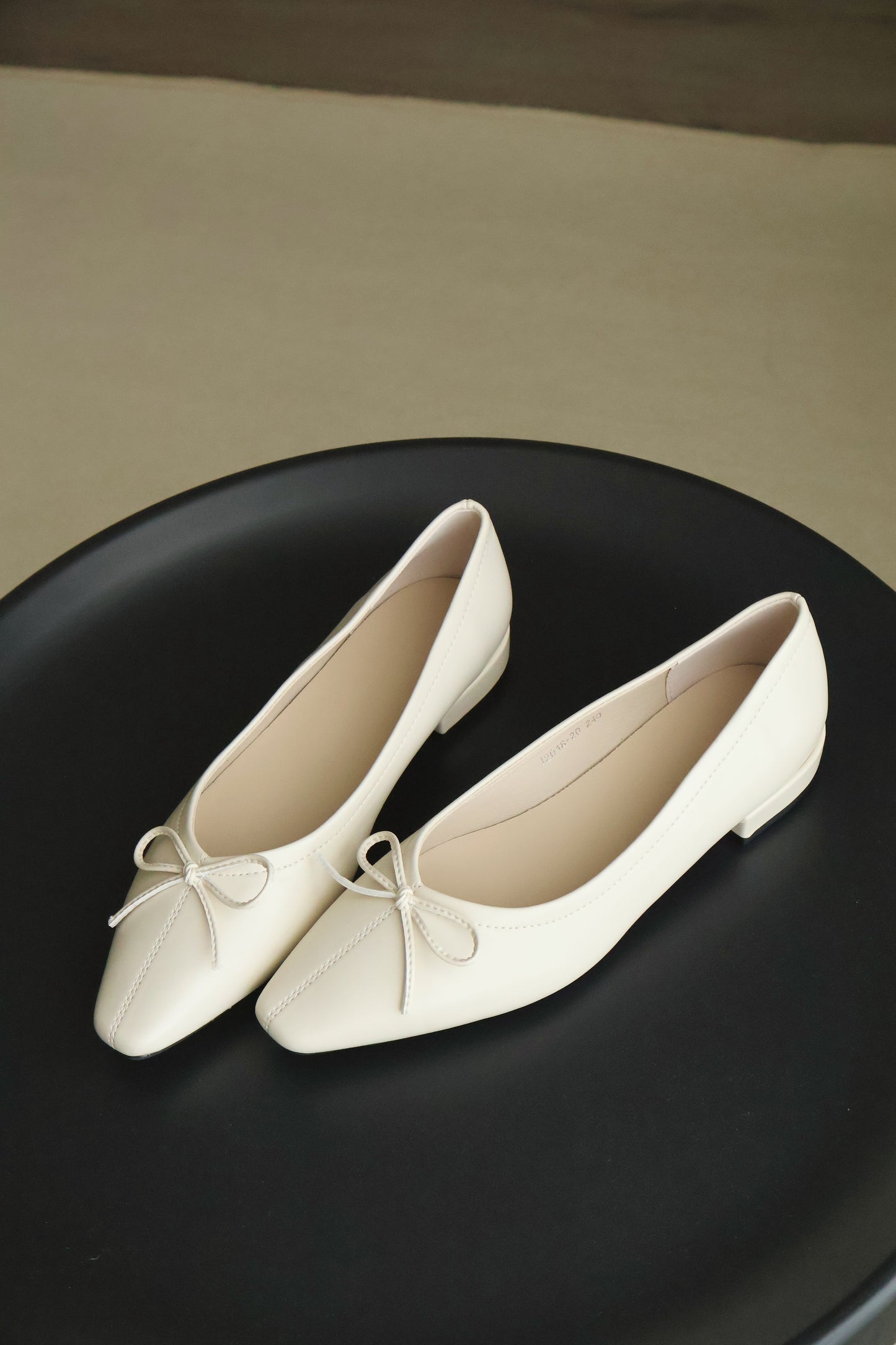 Alisha French Bow Low Flats (Cream White)