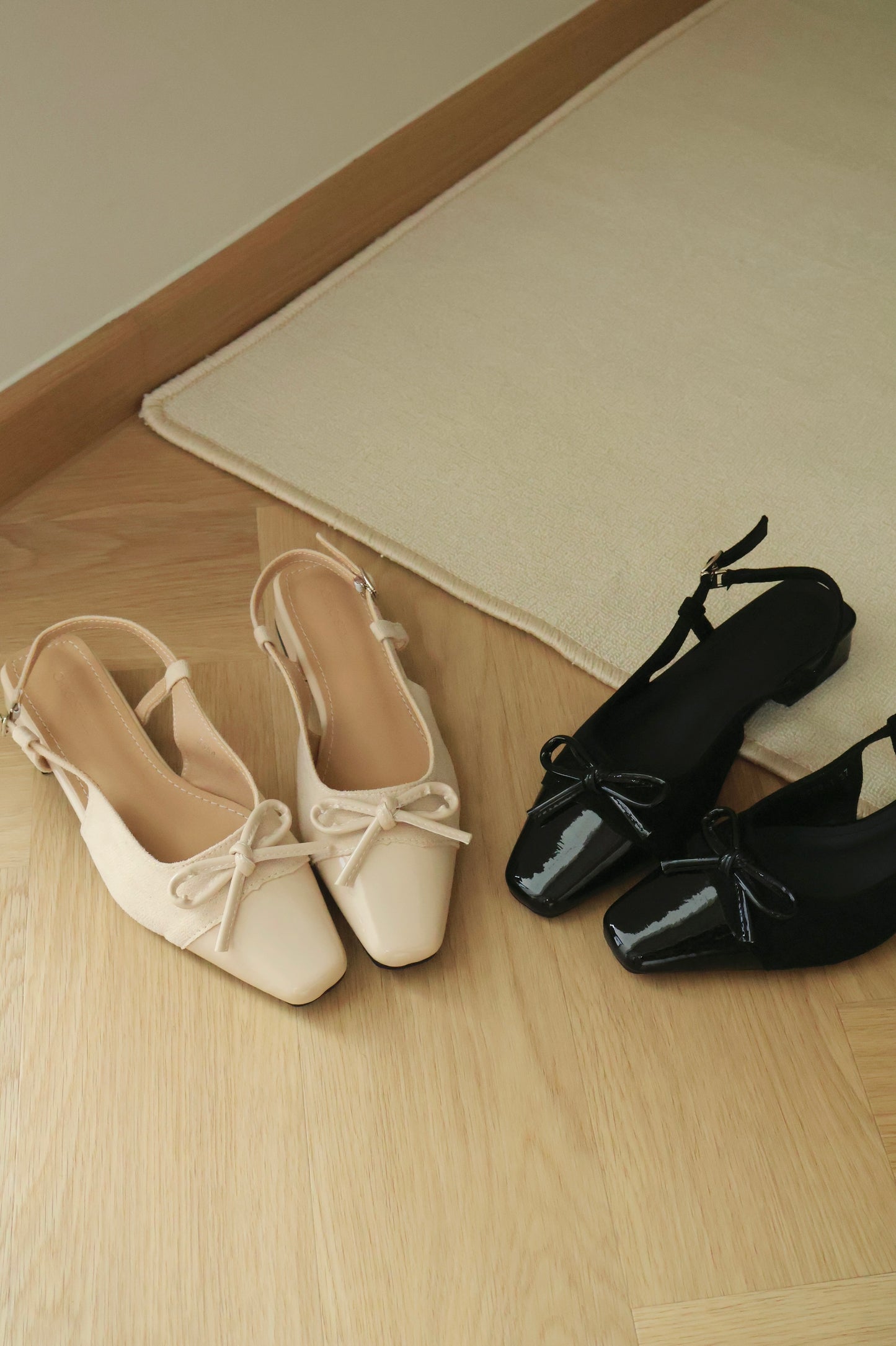 Novella Cute Bow Slingback Heels (Cream)