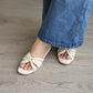 Evette Soft Pleated Sandals (Cream White) (Slim feet only)
