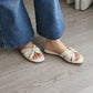 Evette Soft Pleated Sandals (Cream White) (Slim feet only)