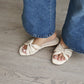Evette Soft Pleated Sandals (Cream White) (Slim feet only)