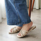 Evette Soft Pleated Sandals (Khaki) (Slim feet only)