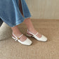 Heidi Slingback Low Heel (Cream White)