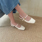 Heidi Slingback Low Heel (Cream White)