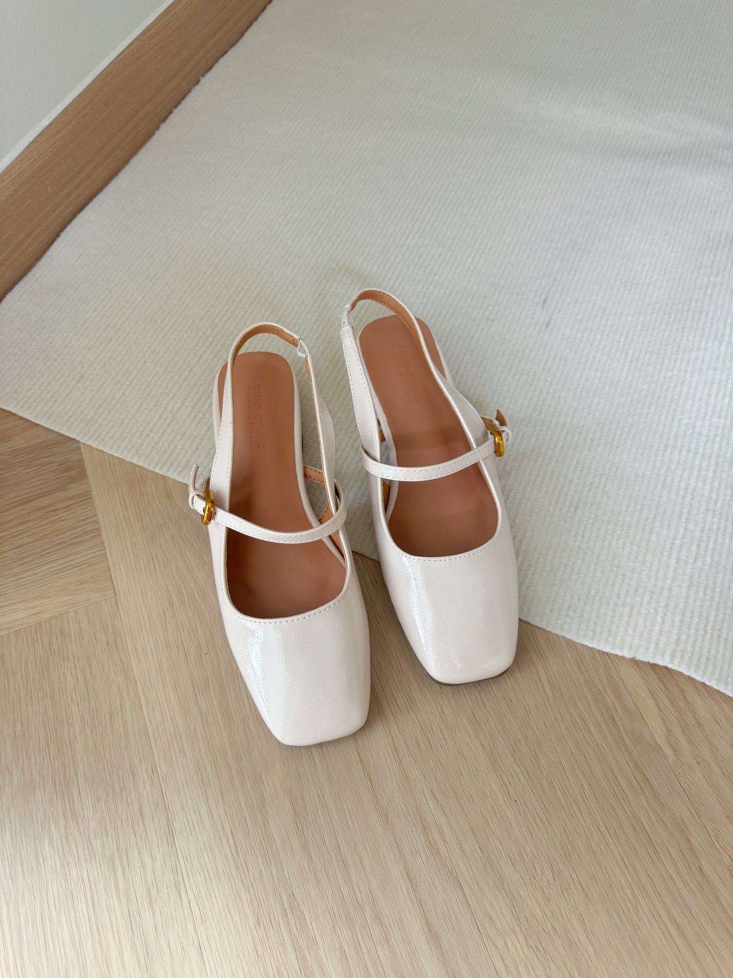 Heidi Slingback Low Heel (Cream White)