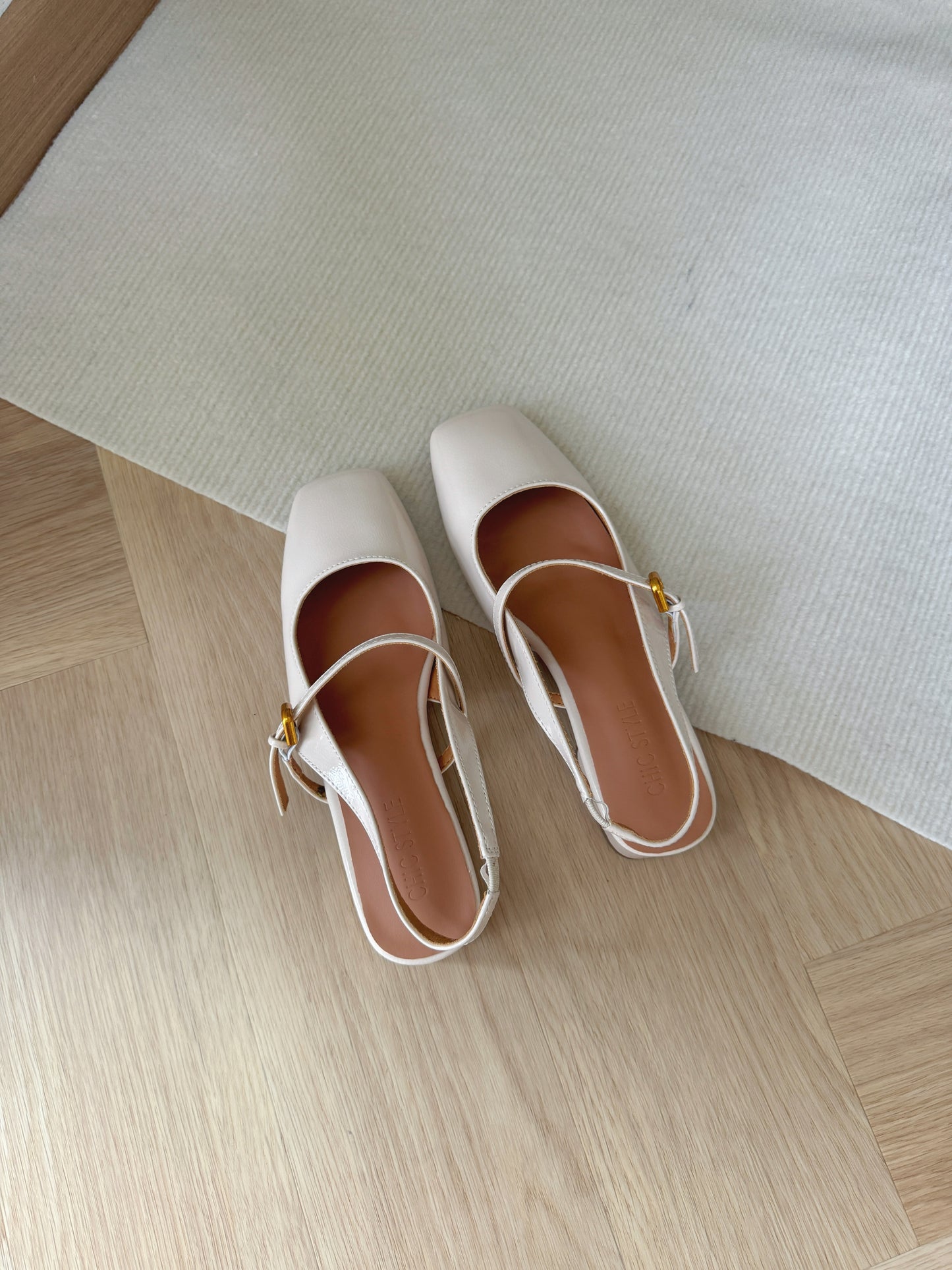 Heidi Slingback Low Heel (Cream White)