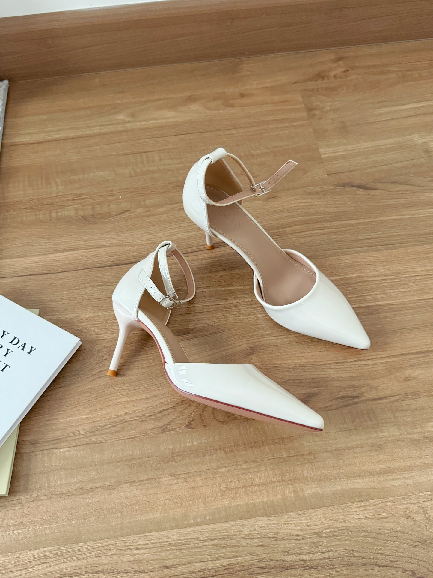 Hazel Patent Pointed High Heels (White)