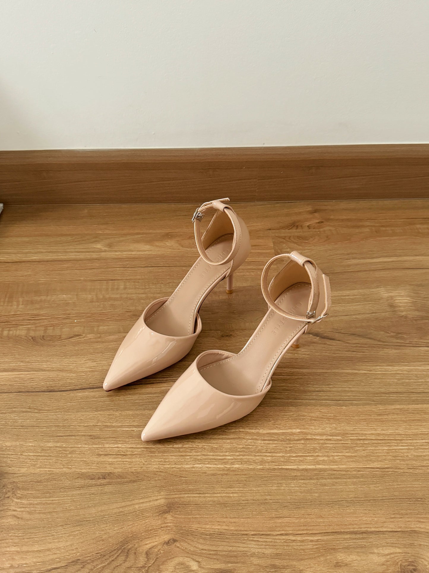 Hazel Patent Pointed High Heels (Nude)