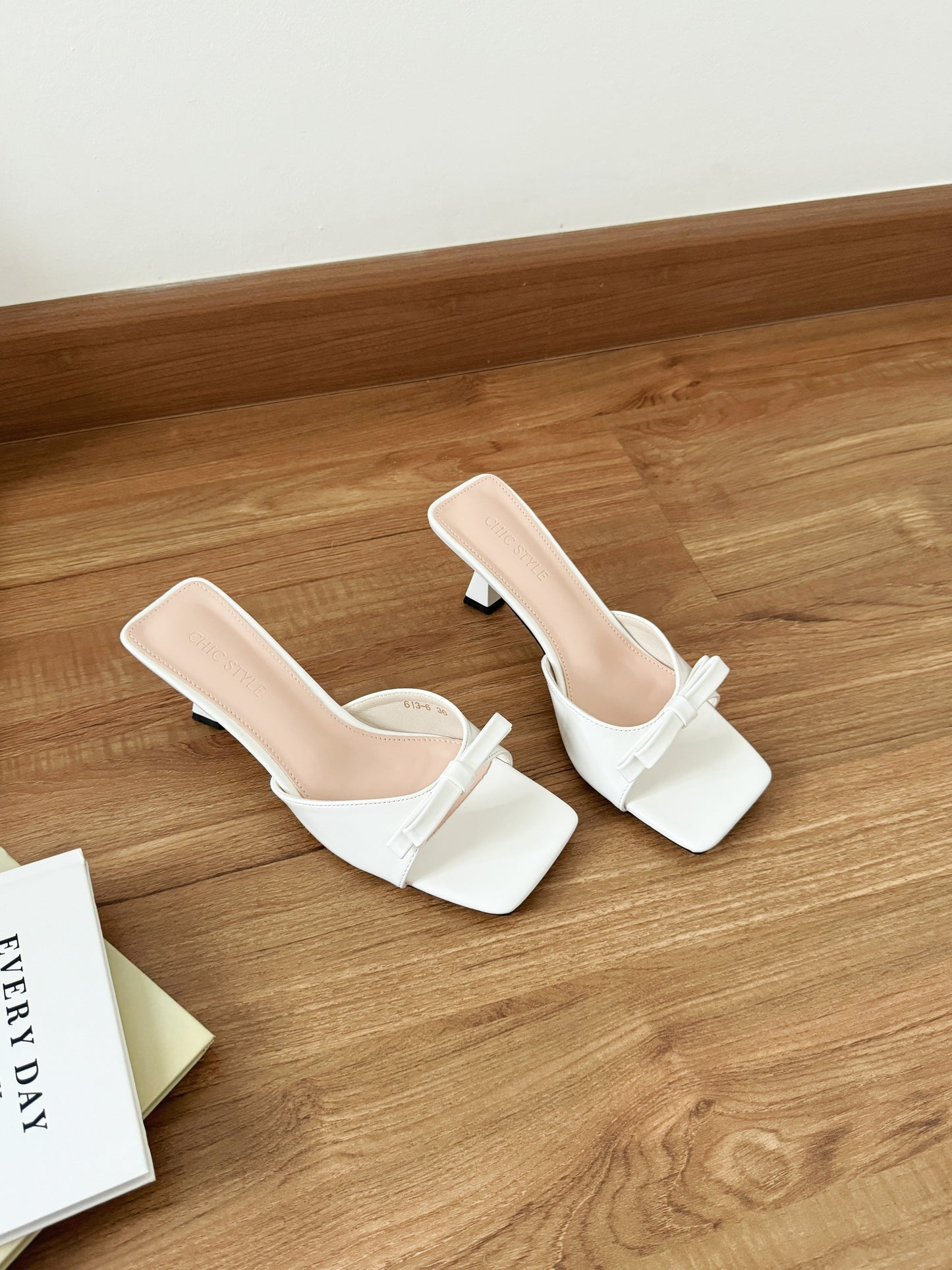 Kiana Bow Slip On Heels (White)