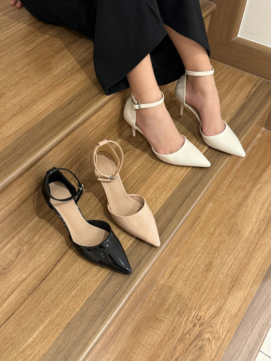 Hazel Patent Pointed High Heels (White)