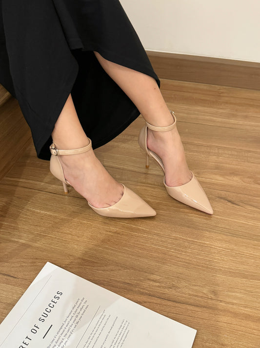 Hazel Patent Pointed High Heels (Nude)