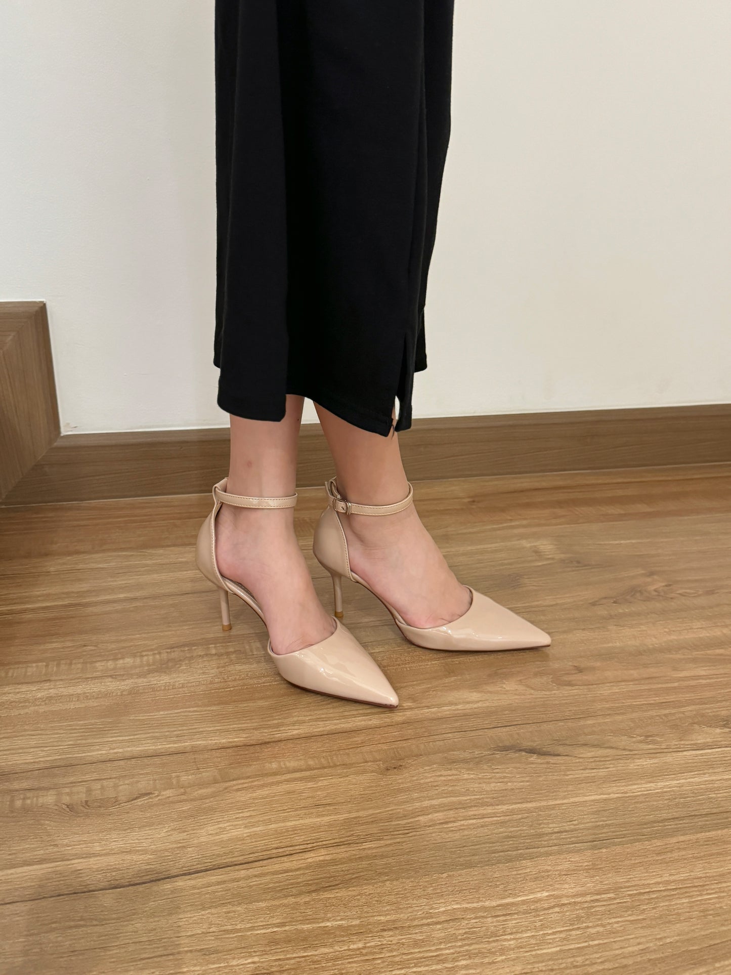 Hazel Patent Pointed High Heels (Nude)