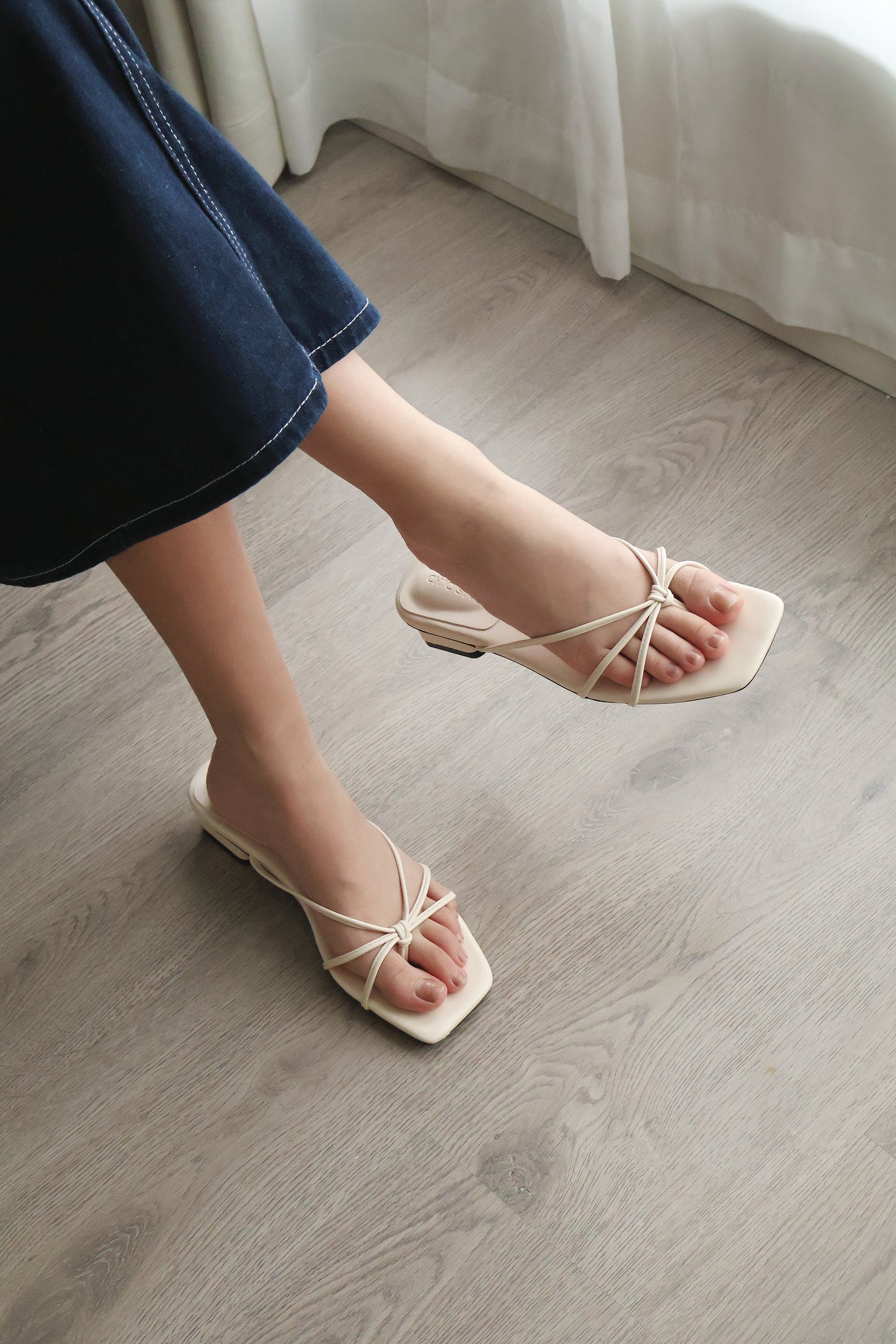 Janelle Strappy Heeled Sandals (Cream White)