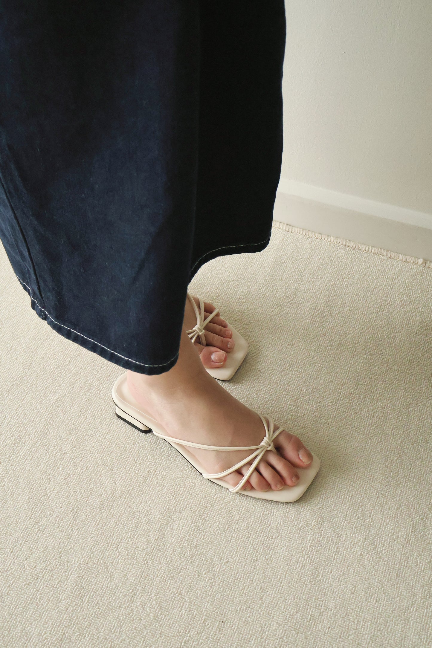 Janelle Strappy Heeled Sandals (Cream White)
