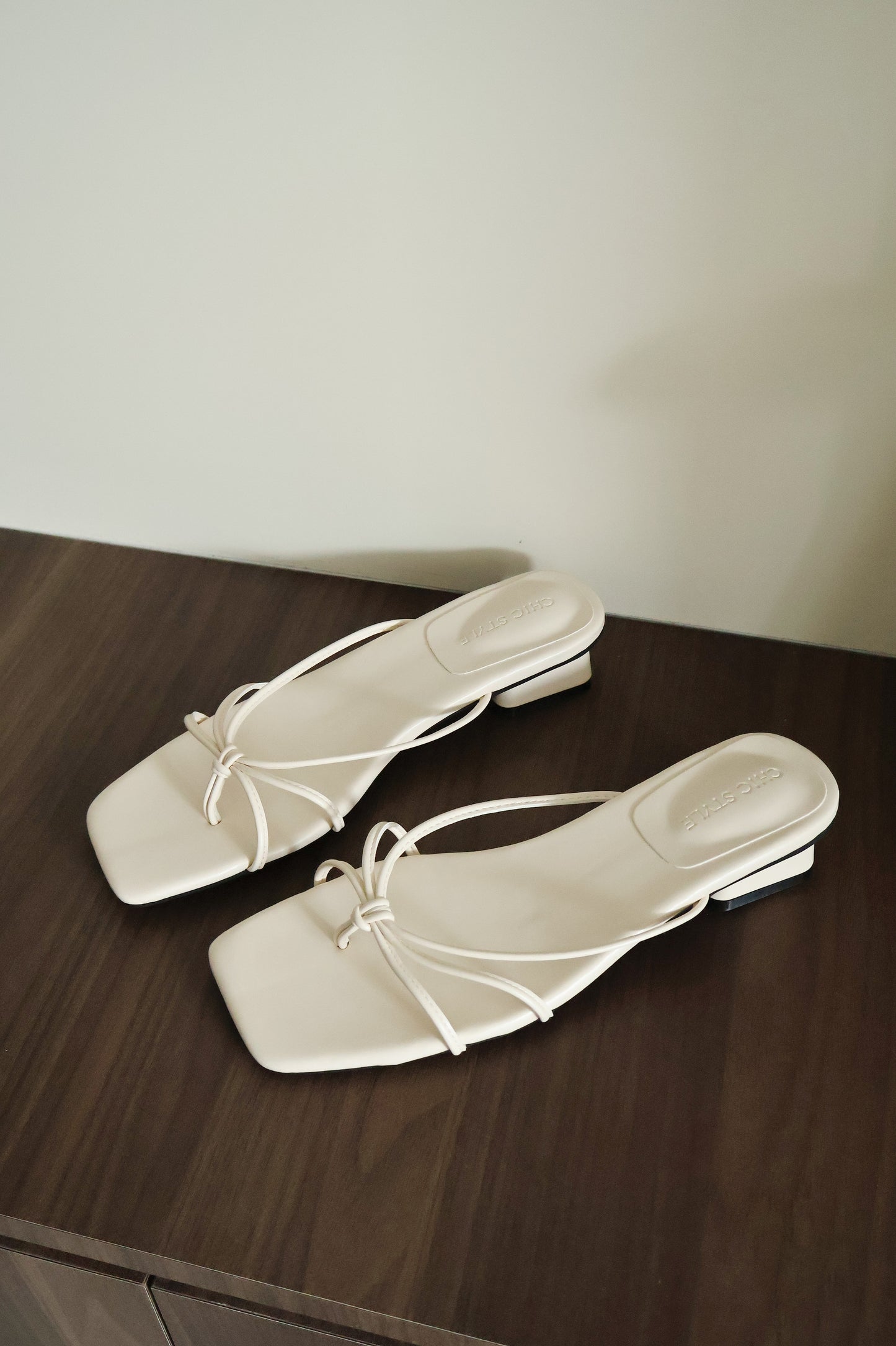 Janelle Strappy Heeled Sandals (Cream White)