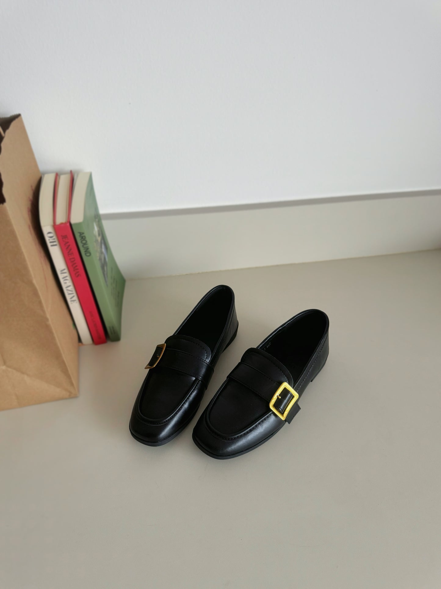 Gillian Almond-Toe Loafers (Black)