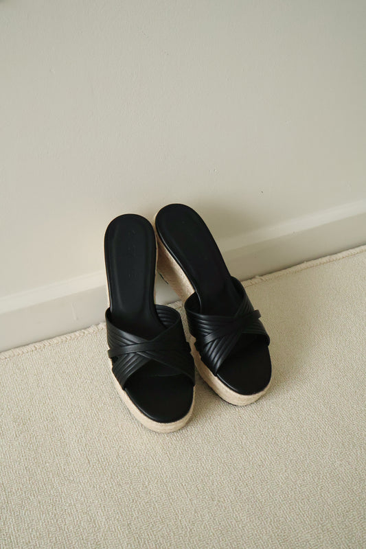 Havana Platform Wedges Sandals (Black)