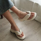 Everlyn Thong Flatform Wedges (Cream White)