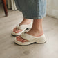Everlyn Thong Flatform Wedges (Cream White)
