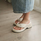 Everlyn Thong Flatform Wedges (Cream White)