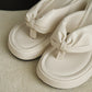 Everlyn Thong Flatform Wedges (Cream White)
