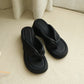 Everlyn Thong Flatform Wedges (Black)