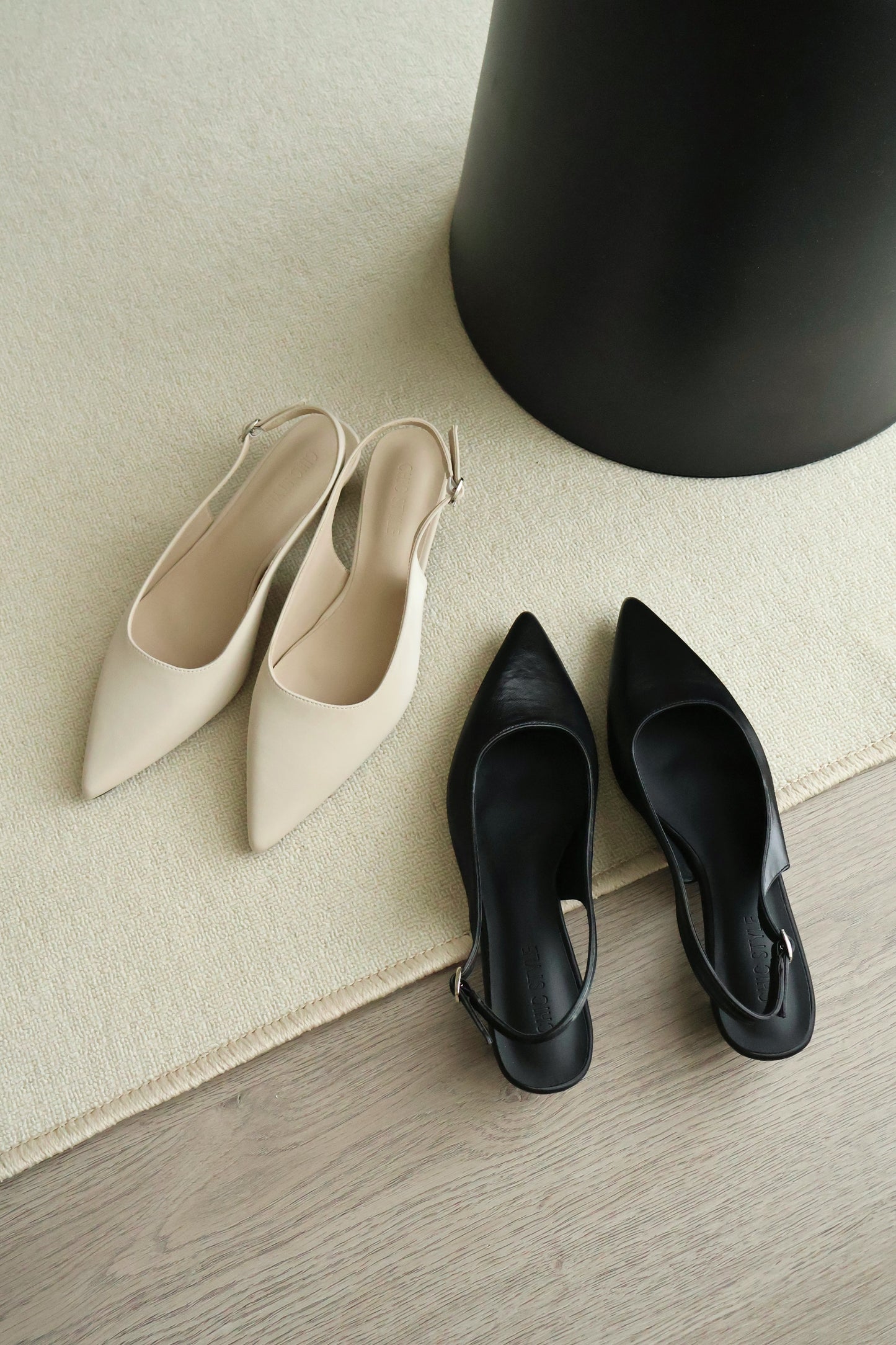 Zoie Pointed Low Heels (Cream White)